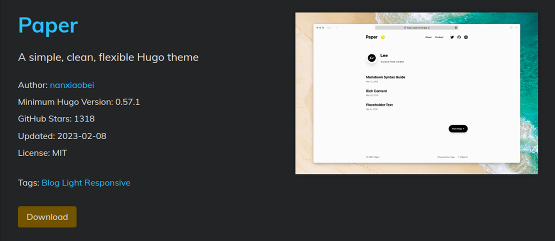 Creating site using Hugo