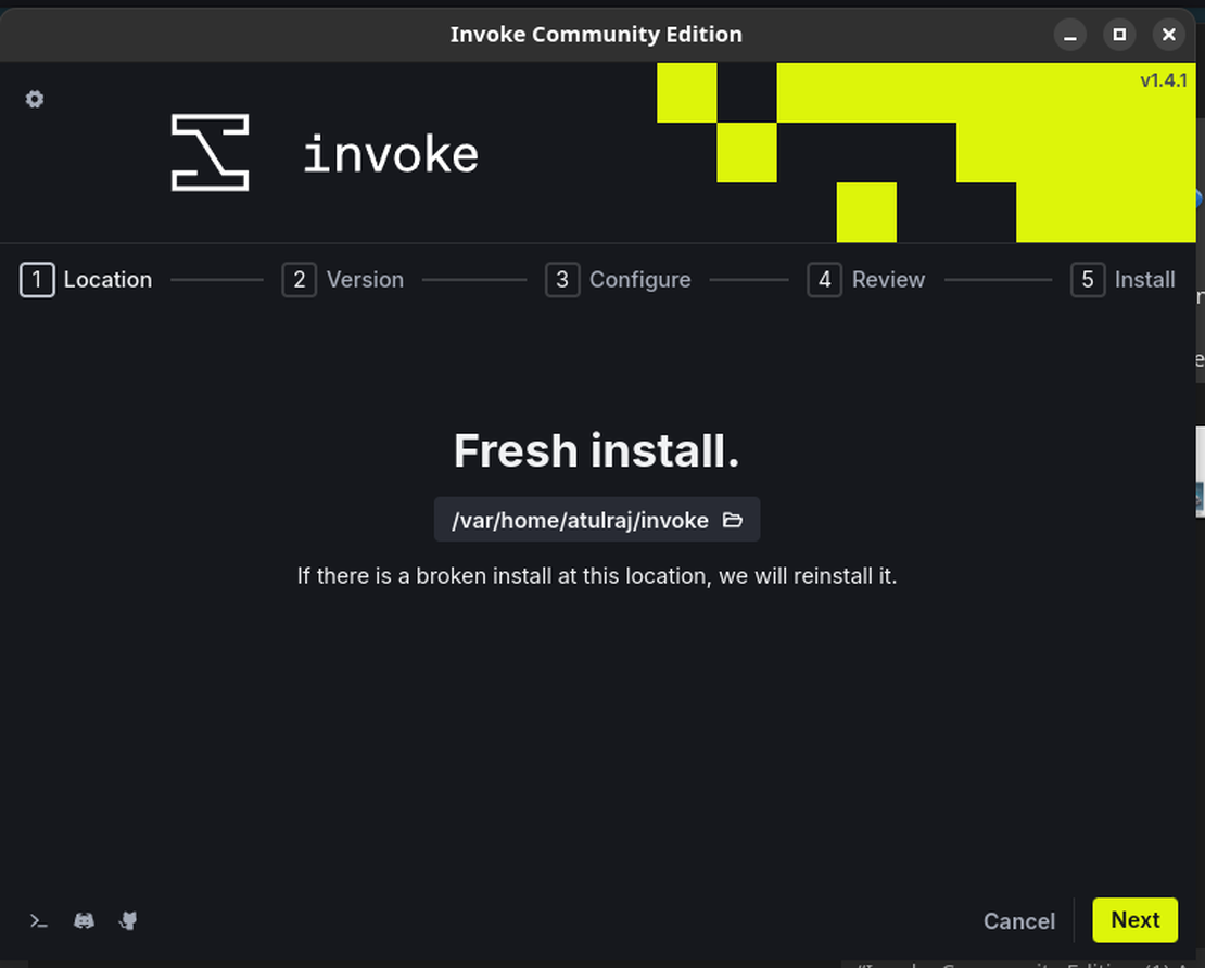 Generate image locally using Invoke