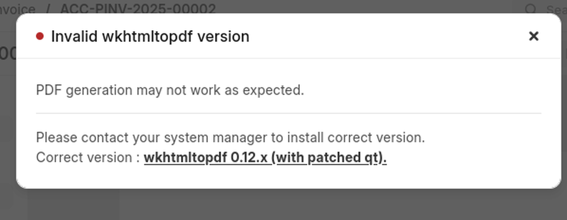 PDF Generator Version Fixing in Frappe ERPNext